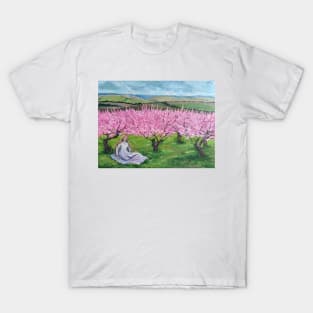 Among the blooming peach trees T-Shirt